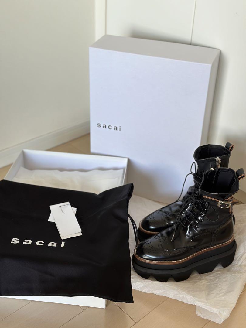 sacai Wingtip Engineer Sock Boots 36 厚底