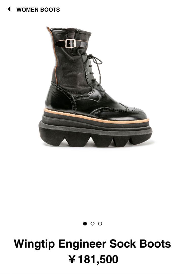 sacai Wingtip Engineer Sock Boots 36 厚底