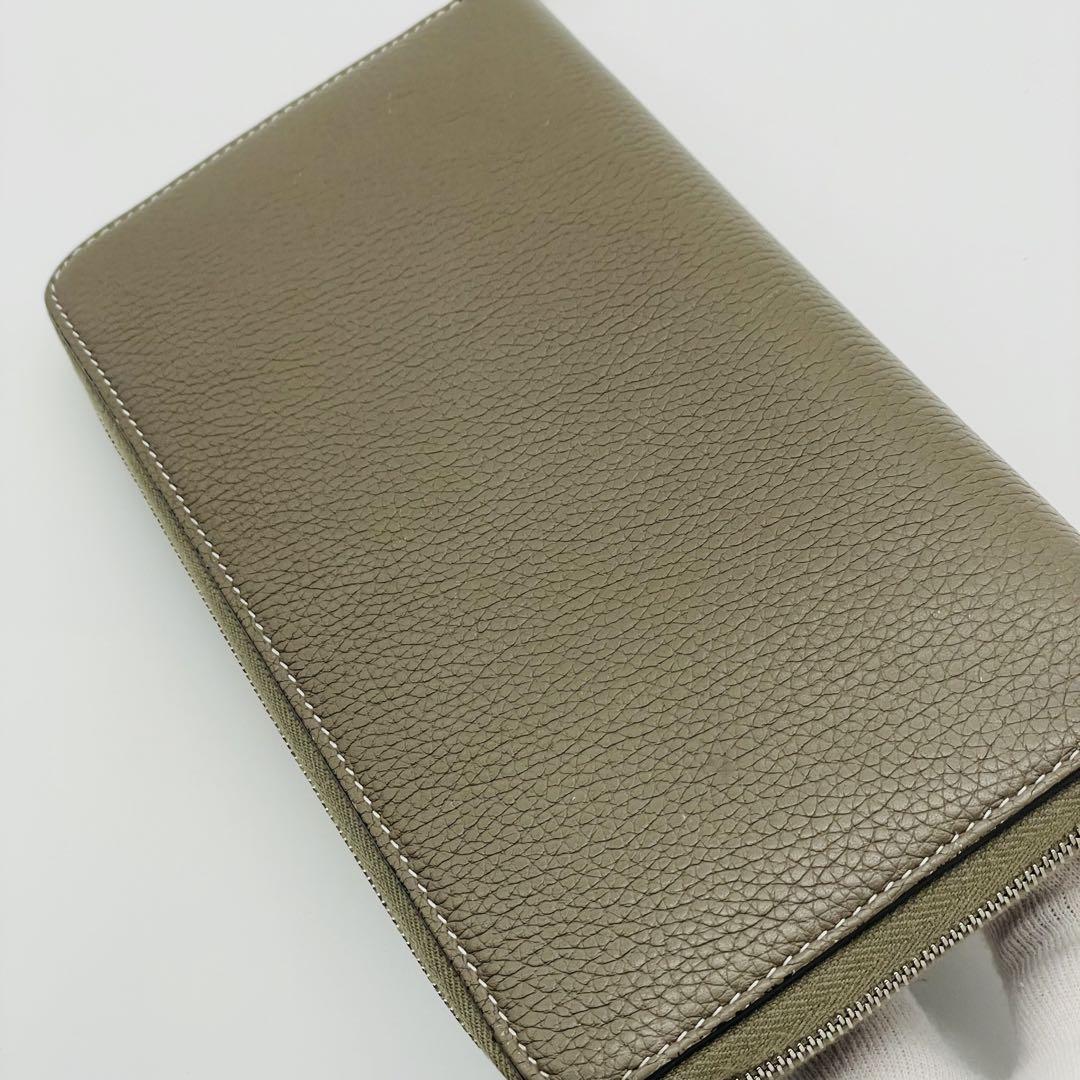 【良品】CELINE セリーヌ　長財布　ラウンドジップ　ベージュ　レザー　シボ革