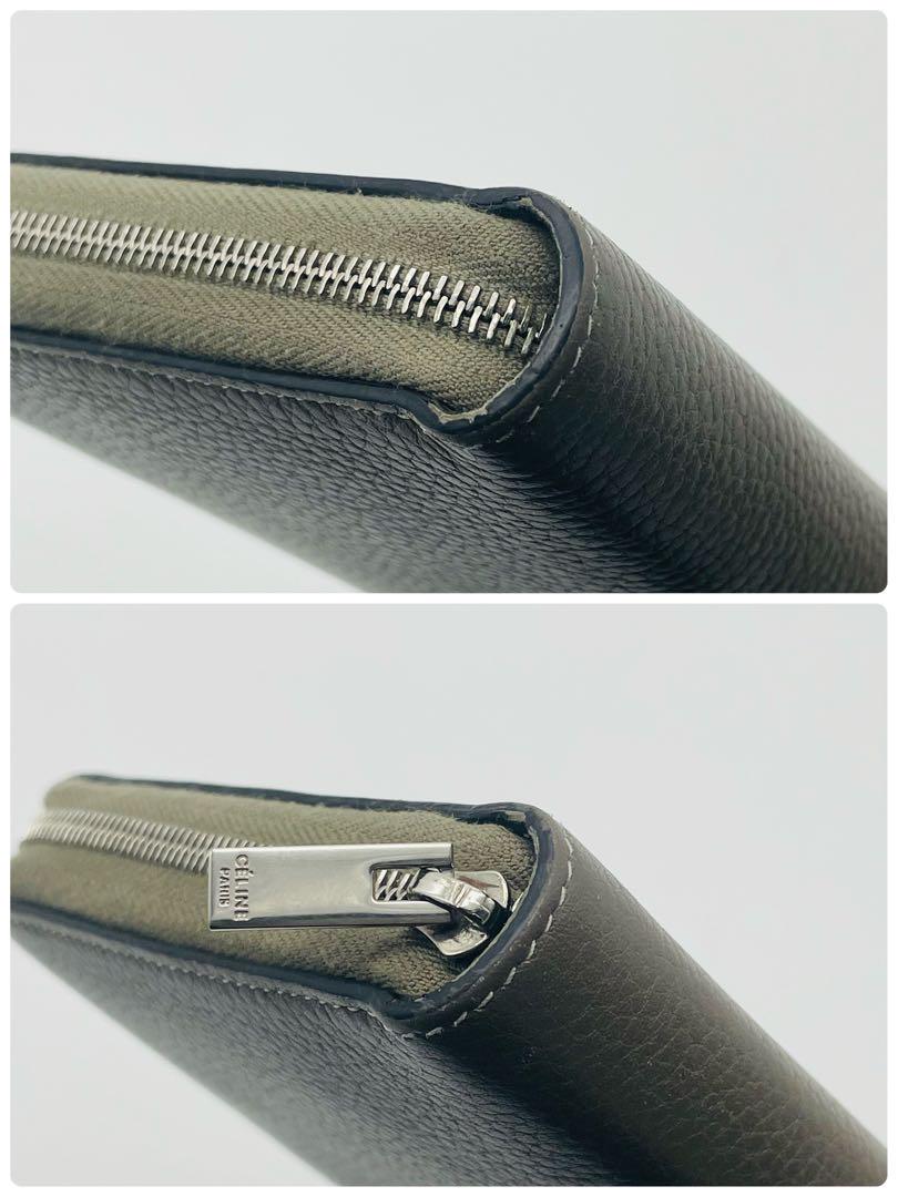 【良品】CELINE セリーヌ　長財布　ラウンドジップ　ベージュ　レザー　シボ革