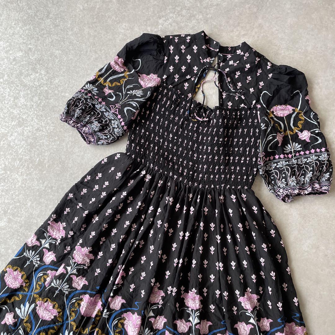 美品【定価2.8万】Anthropologie ダーシャスモックミディドレス