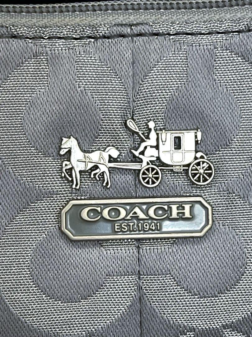 COACH グレー /シルバー ショルダーバッグ シグネチャー コーチ