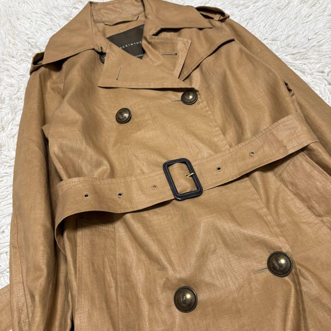 最先端 美品 34 MACKINTOSH リネン 麻 トレンチコート ロング 金ボタン ジャケット・アウター