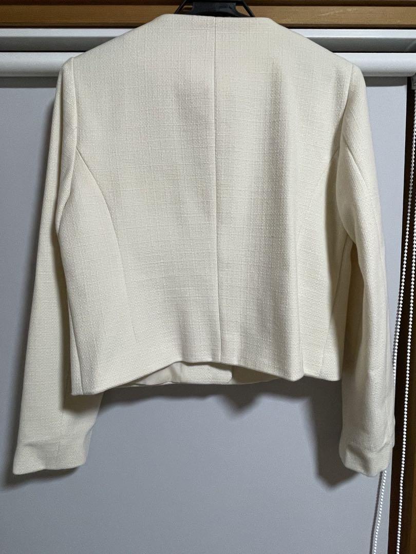 ZARA ホワイト ノーカラージャケット S