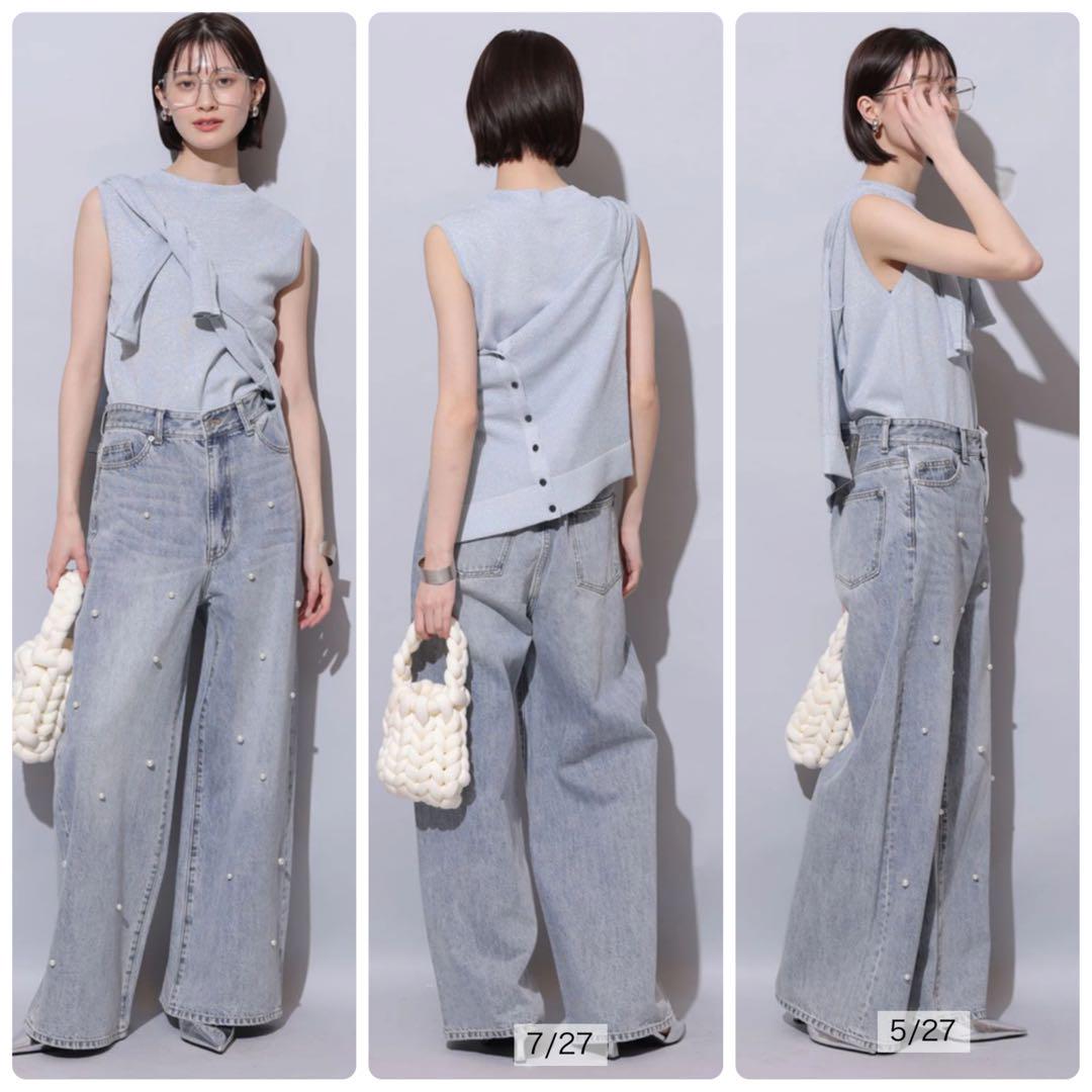 未使用品◇Arpege story◇パール付きローウエストデニムパンツ Mサイズ 未使用品◇Arpege story◇パール付きローウエストデニムパンツ M