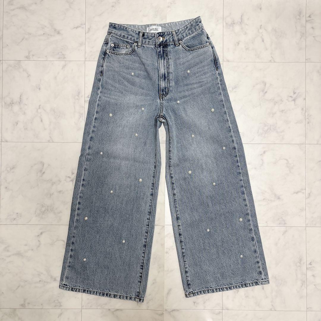 未使用品◇Arpege story◇パール付きローウエストデニムパンツ Mサイズ 未使用品◇Arpege story◇パール付きローウエストデニムパンツ M