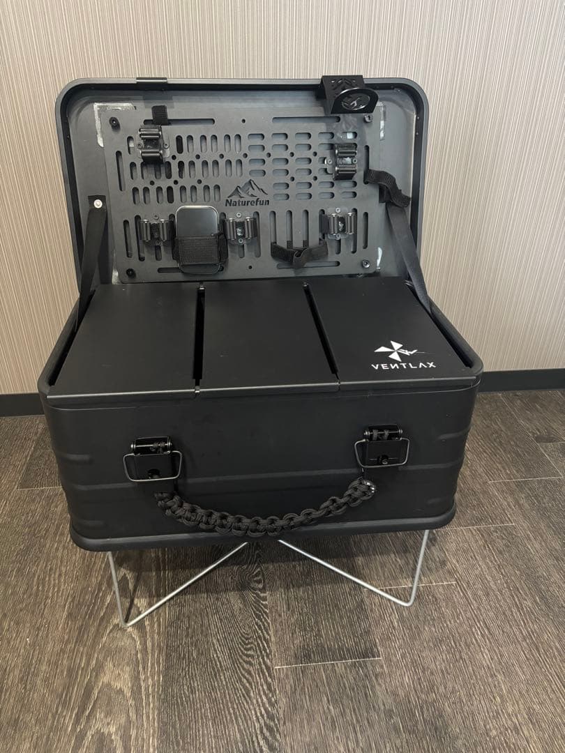 30L アルミ合金製収納ボックス ブラック　小物　脚付き