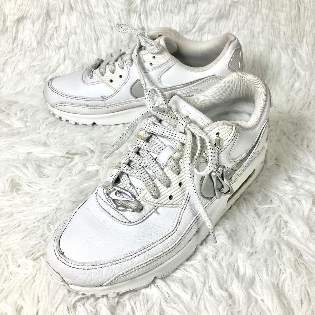 【美品】NIKE AIR MAX 90 ホワイト シルバー レザー 26cm