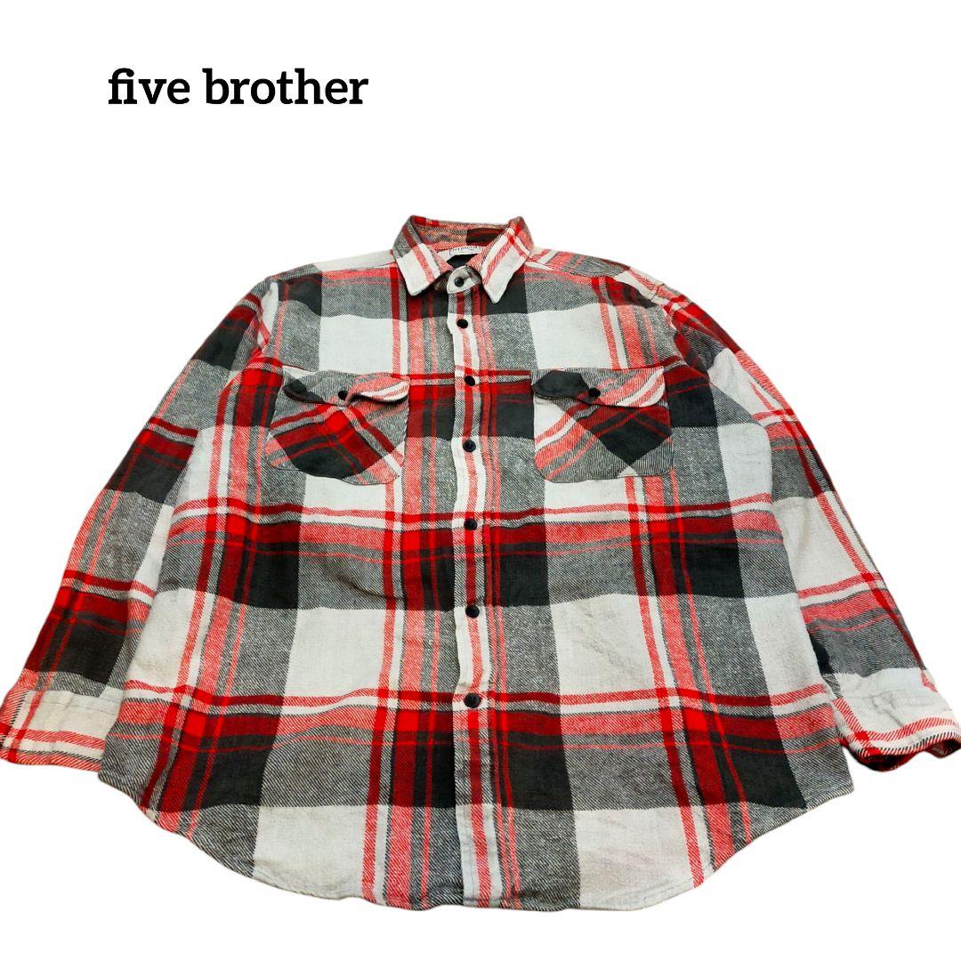 古着　fivebrother　ネルシャツ　ヘビーフランネル　チェック　長袖シャツ
