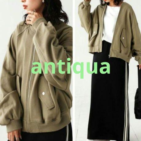 【新品】 antiqua アンティカ ブルゾン アウター FREEサイズ カーキ