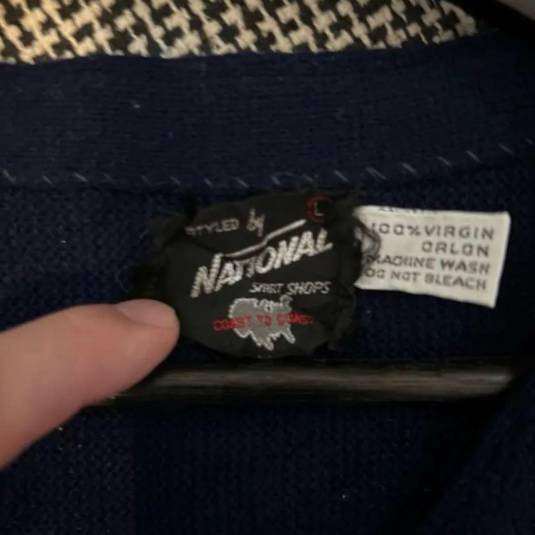 National 60’s ネイビー ストライプ カーディガンM VINTAGE WWW_MORNINGWALKER_COM