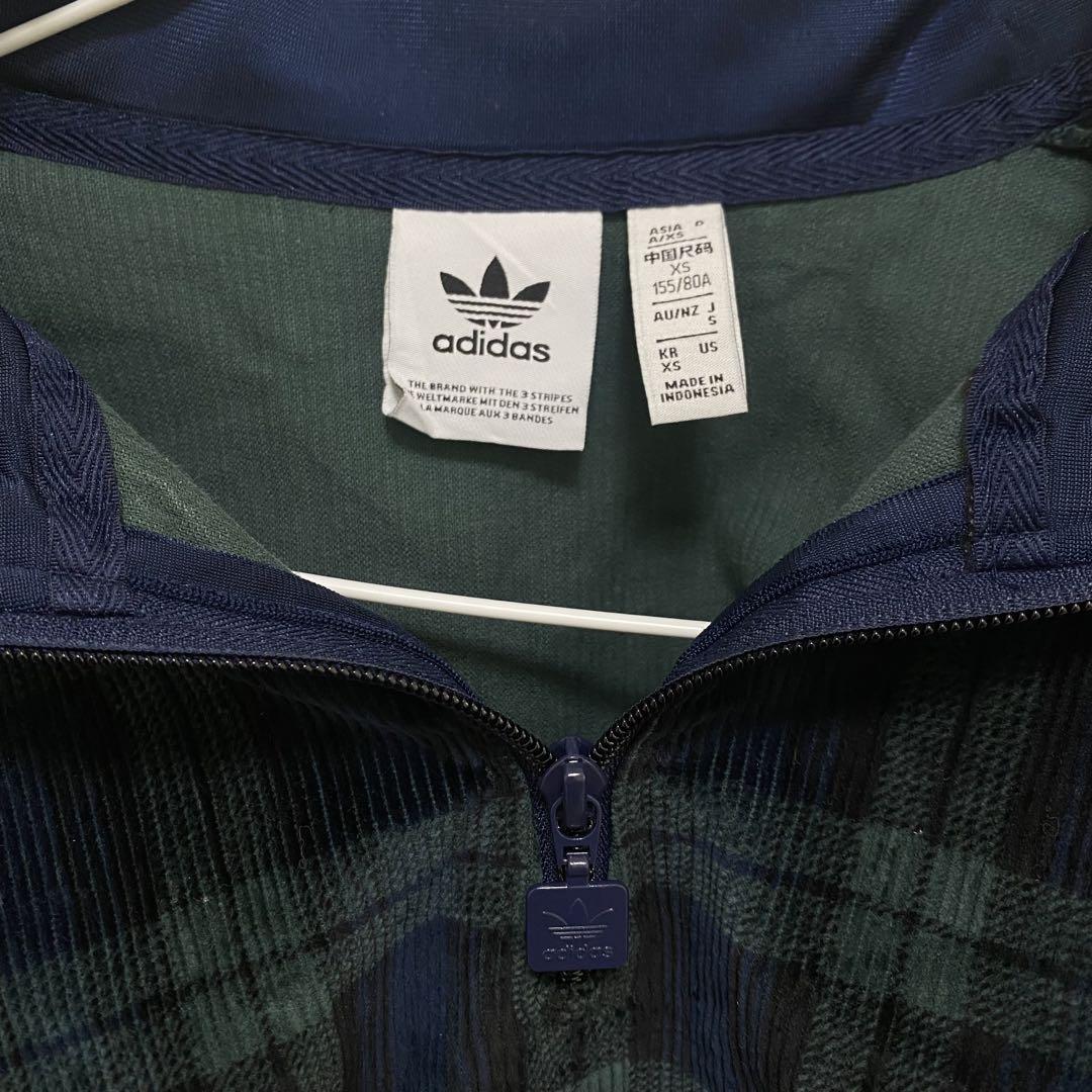 adidas コーデュロイ タータンチェック ハーフジップ S