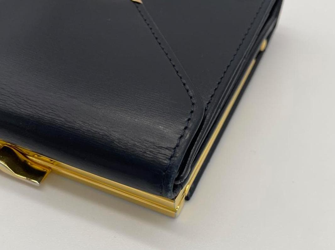 Cartier サファイア 三つ折り財布 レザー がま口 レア