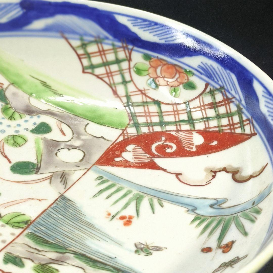 古伊万里 色絵中ボール 手描き 山水図 旧家蔵出し 明治骨董 蒐集