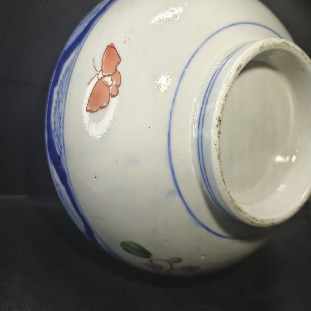 古伊万里 色絵中ボール 手描き 山水図 旧家蔵出し 明治骨董 蒐集