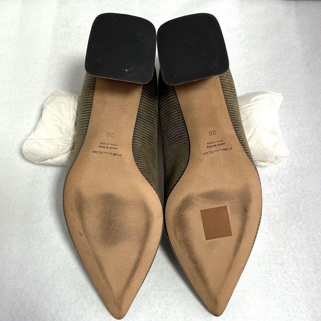 美品 PELLICO ペリーコ パンプス チャンキー リザード スエード 36 美品 PELLICO ペリーコ パンプス チャンキー リザード スエード