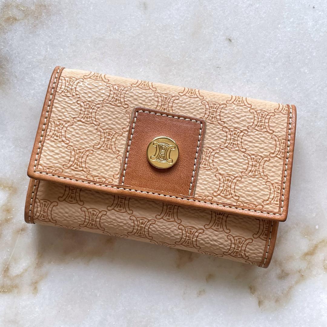 CELINE セリーヌ マカダム柄 トリオンフ コインケース キーリング 2326☆CELINE セリーヌ トリオンフ マカダム キーケース