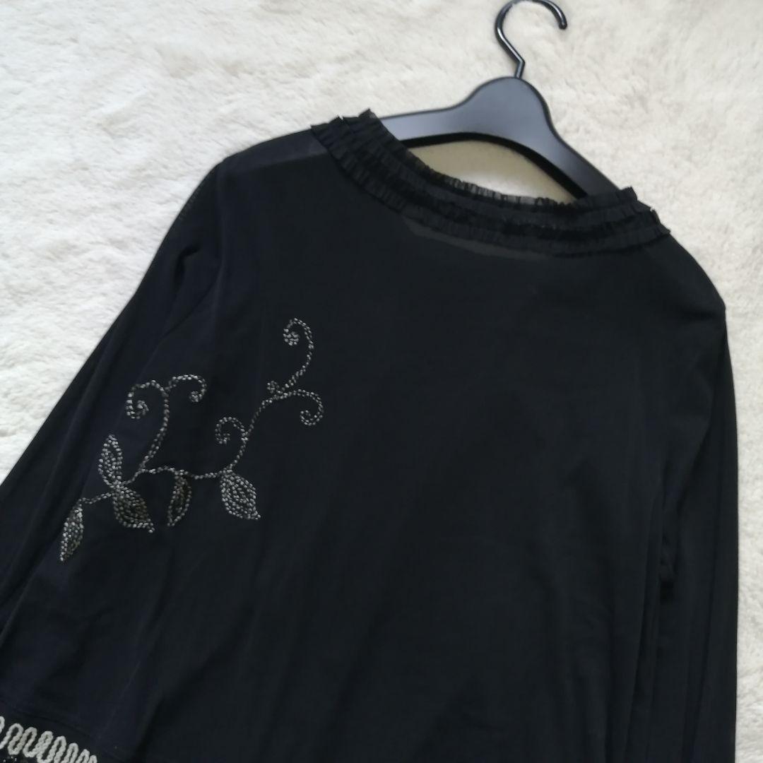 【美品】 トクコプルミエヴォル カーディガン ブラック 黒 花柄刺繍 トップス 美品】 トクコプルミエヴォル カーディガン ブラック 黒 花柄