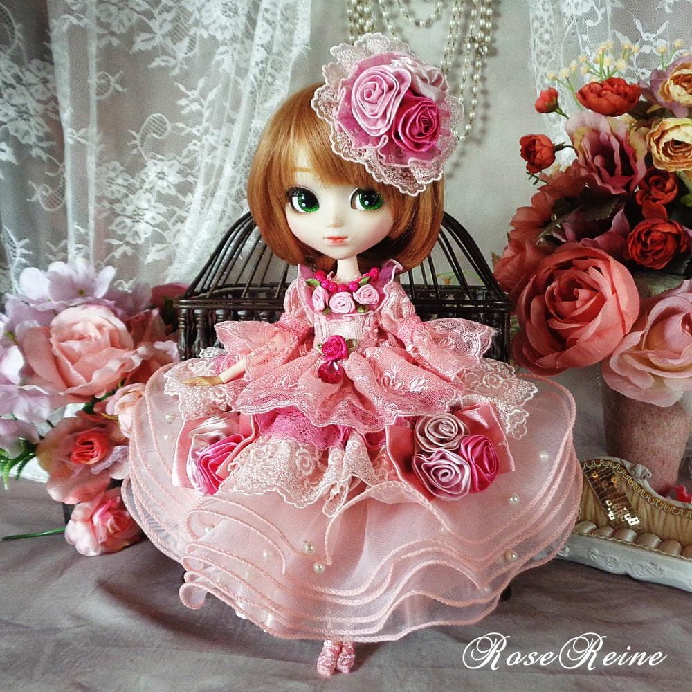 麗しのパール付きミルフィーユチュールのフリルドレス