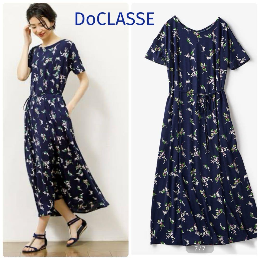ドゥクラッセ DoCLASSE ＊ UVスラブ・ 花柄 フレア ワンピース