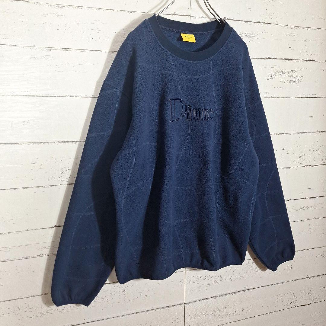 Dime　ダイム　スウェット　フリース　クルーネック　チェック　ネイビー　XL