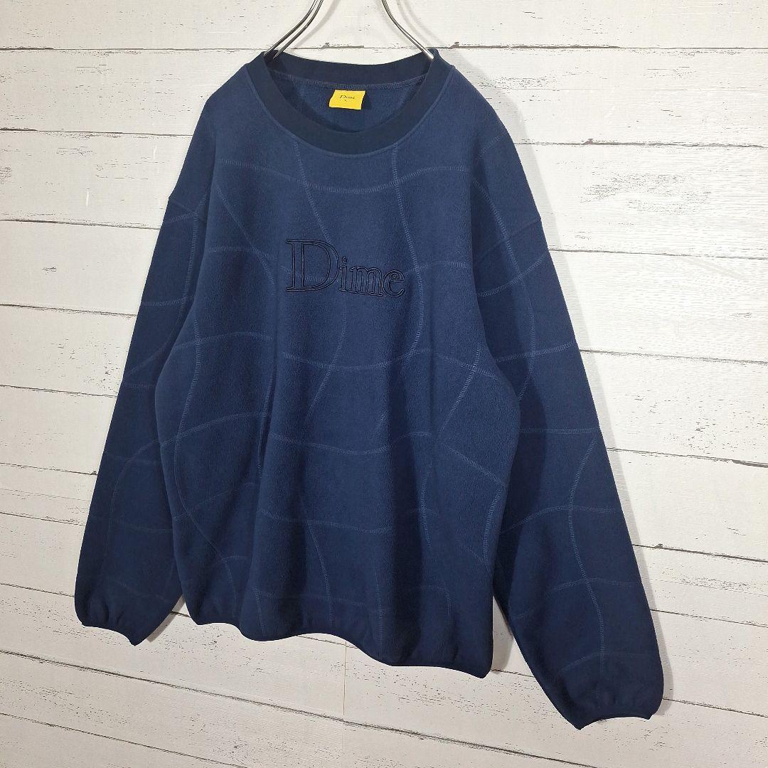 Dime　ダイム　スウェット　フリース　クルーネック　チェック　ネイビー　XL