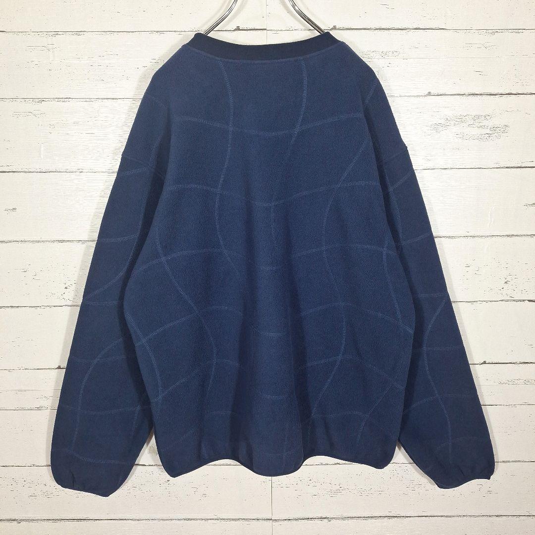 Dime　ダイム　スウェット　フリース　クルーネック　チェック　ネイビー　XL