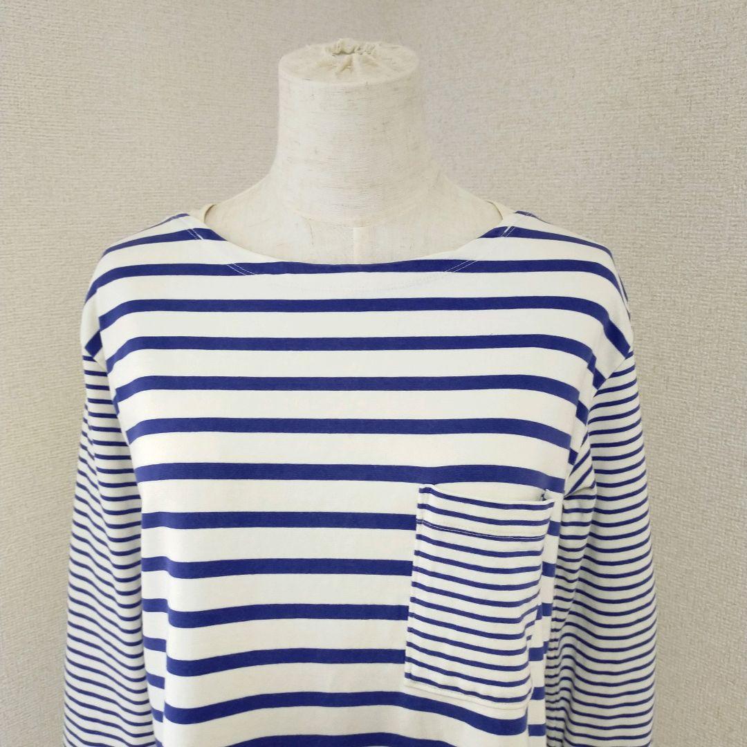 ノンネイティブ 美品 クルーネック長袖Tシャツ カットソー ボーダー 胸ポケット