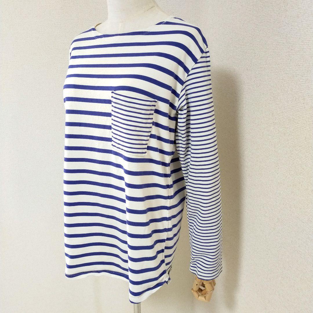 ノンネイティブ 美品 クルーネック長袖Tシャツ カットソー ボーダー 胸ポケット