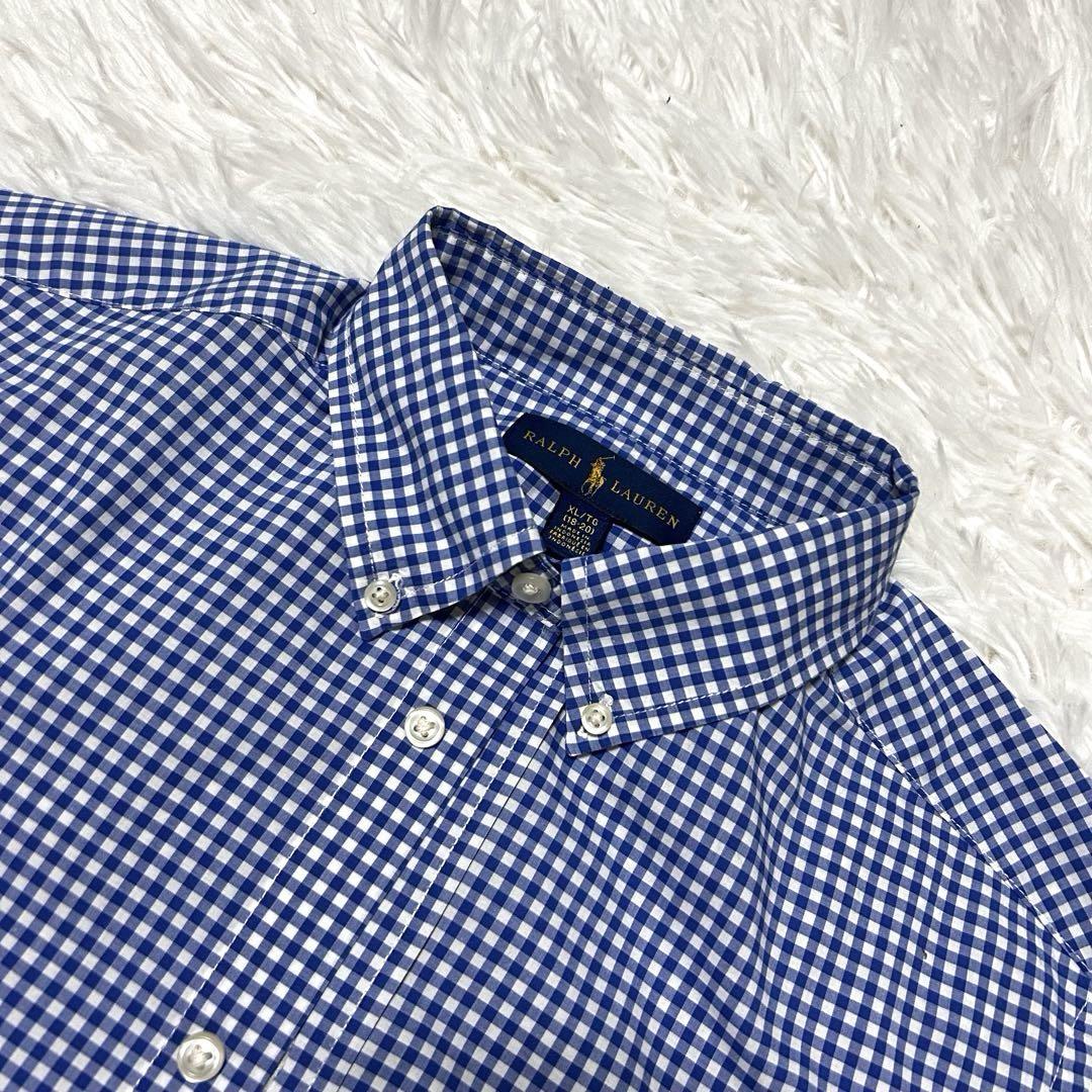 未使用品】【RALPH LAUREN】ギンガムチェック 長袖シャツ XL 青