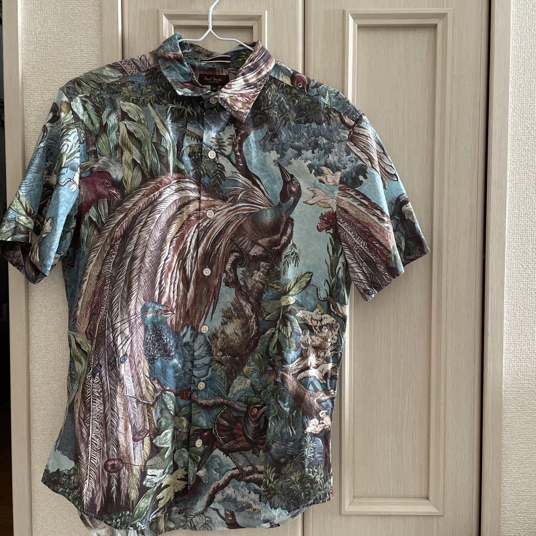 59 フォロー感謝割 ポールスミス 青 孔雀 paulsmith 総柄 シャツ