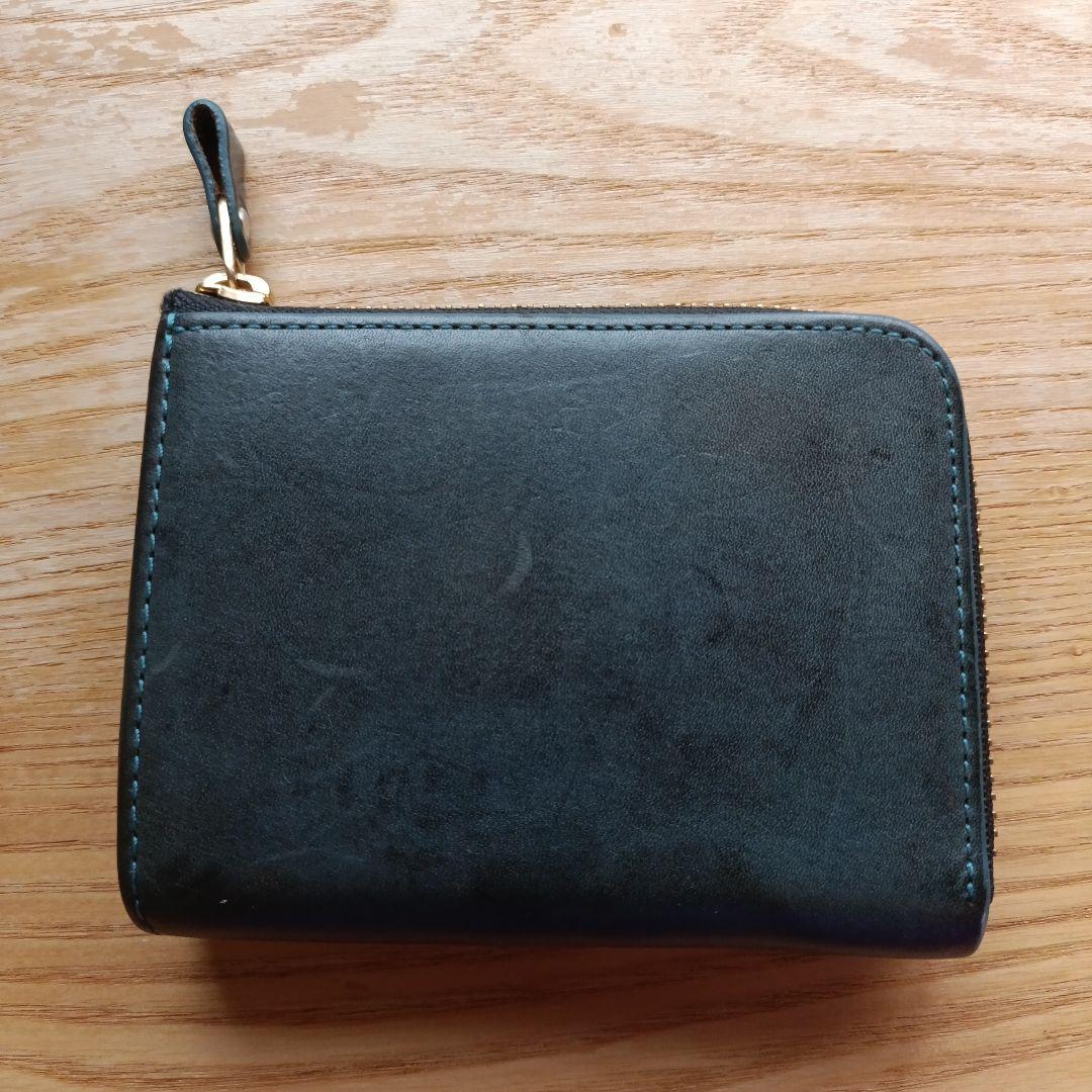 efffy ダークグリーン レザー 二つ折り財布