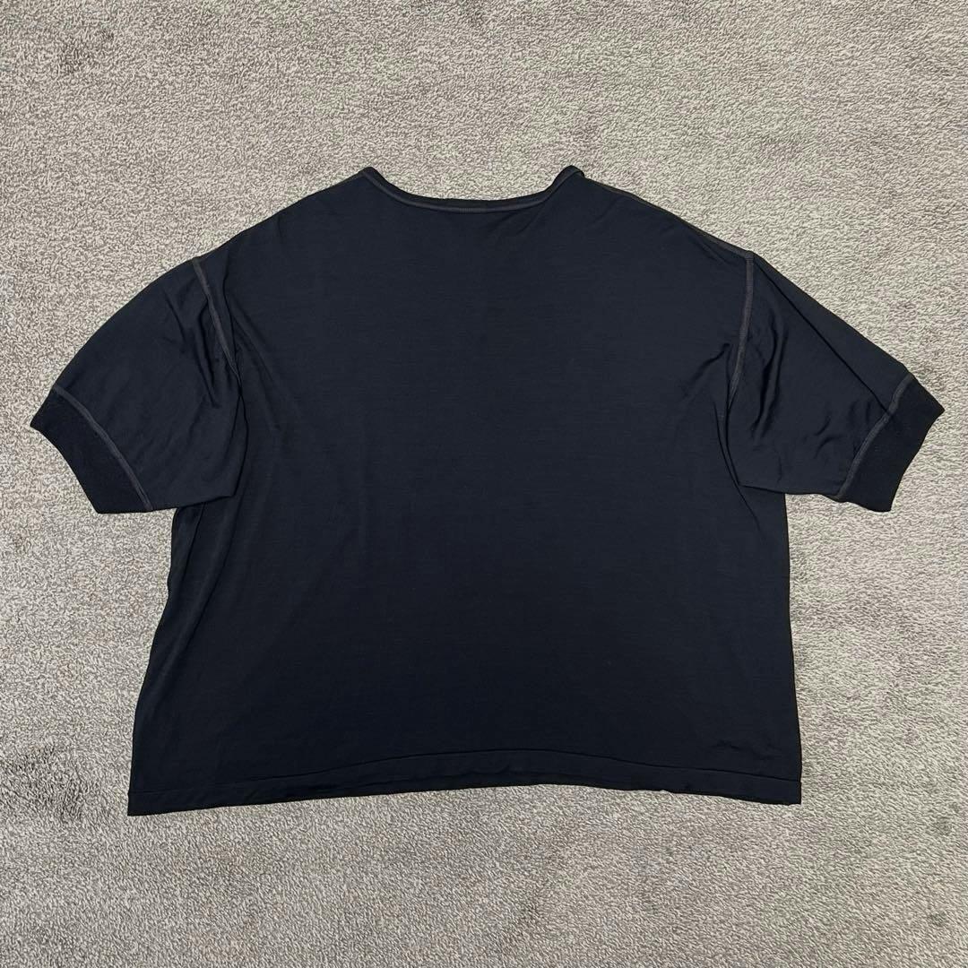 COMOLI コモリ ウール天竺 半袖ヘンリーネック ブラック Tシャツ