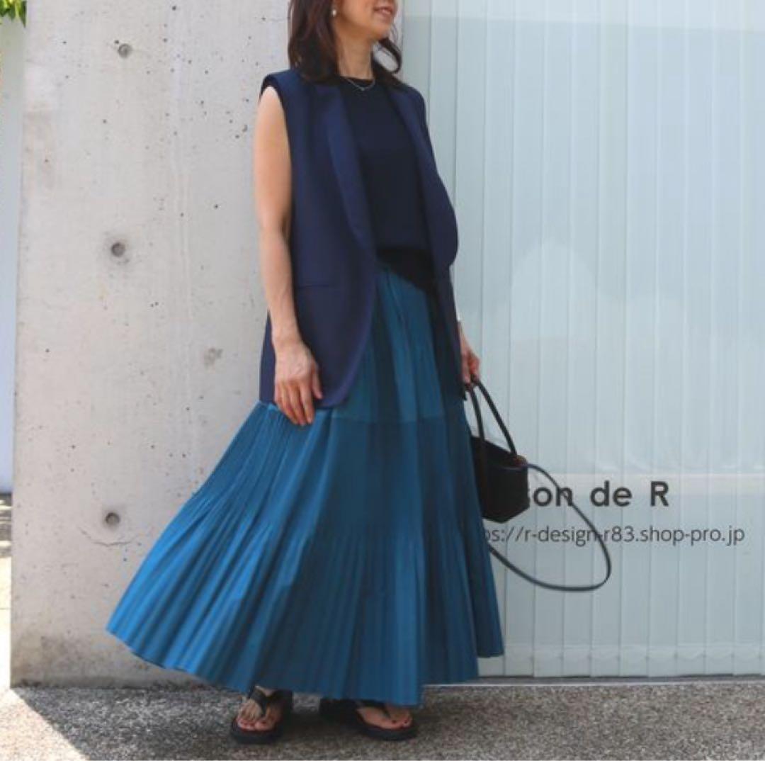 maison de r メゾンドアール二段切り替えプリーツスカート