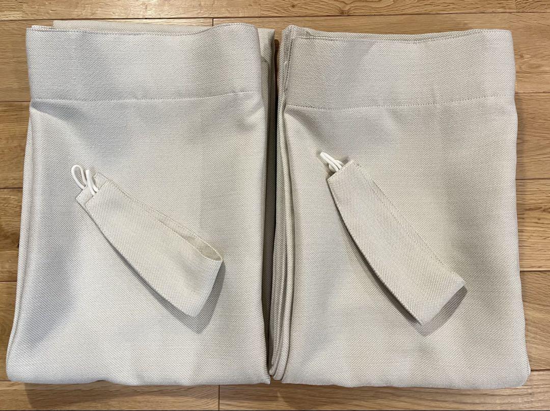 2枚セット無印良品アイボリー二重織りノンプリーツカーテン 100×178cm