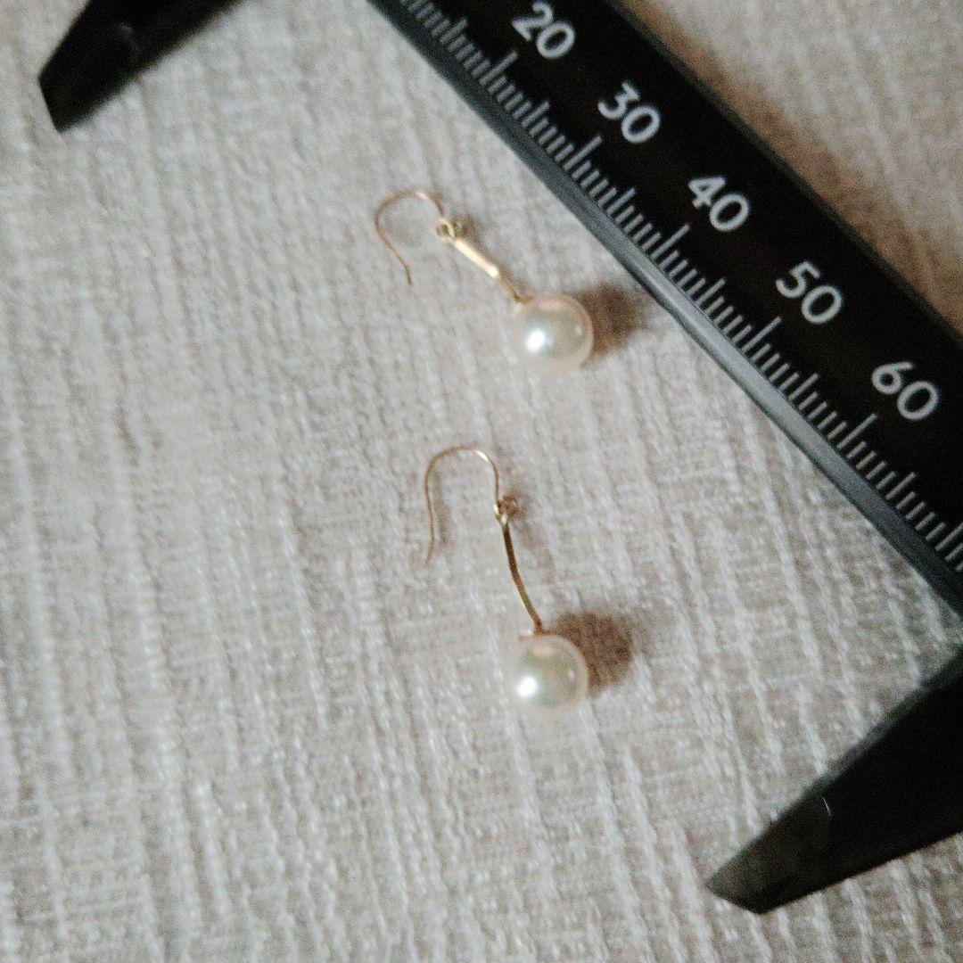 優雅に揺れるウェーブ　k18あこや真珠ピアス　捻りバー　優雅に揺れるウェーブ