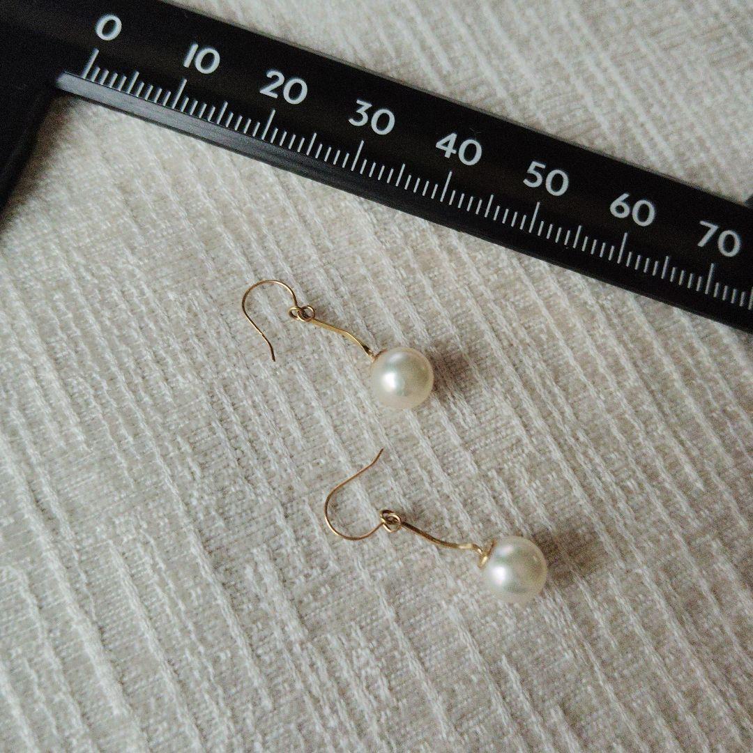 優雅に揺れるウェーブ　k18あこや真珠ピアス　捻りバー　優雅に揺れるウェーブ