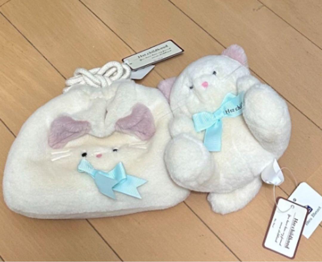 猫デザイン ぬいぐるみと収納バッグセット