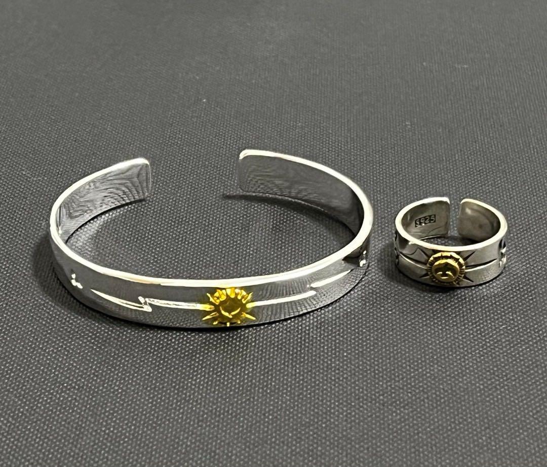 新品　メキシカンジュエリー　ゴールド　シルバー　フェザー　バングル　リングアクセサリー