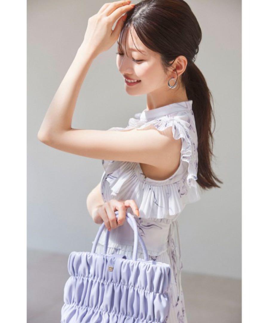 【美品】SNIDEL スナイデル プリントプリーツワンピース BLU 0
