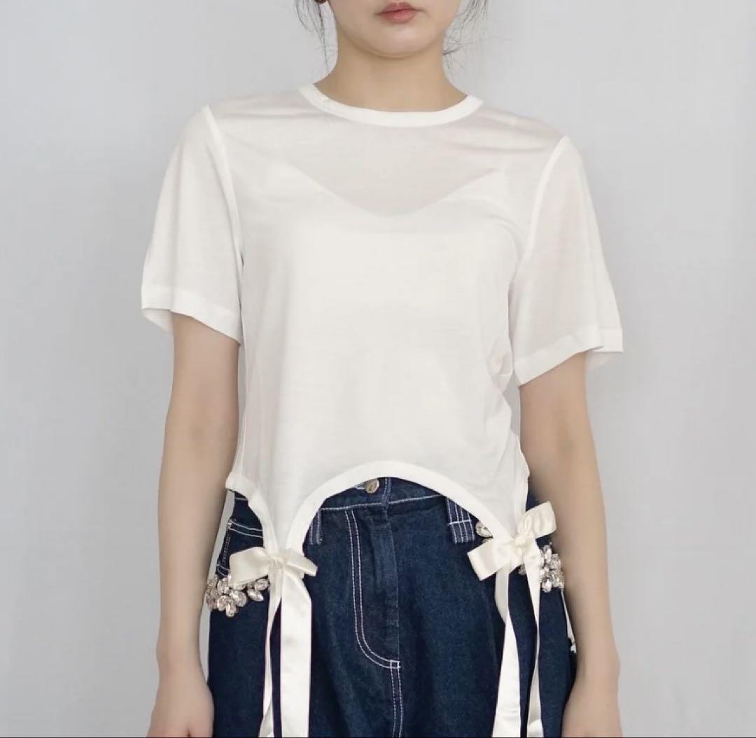 新品未使用SIMONE ROCHAリボンカットソー IVORY サイズM