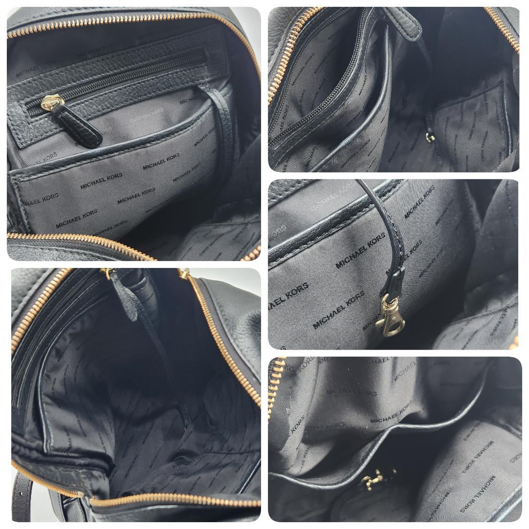 良品 Michael Kors リュック レザー ブラック シボ革c882