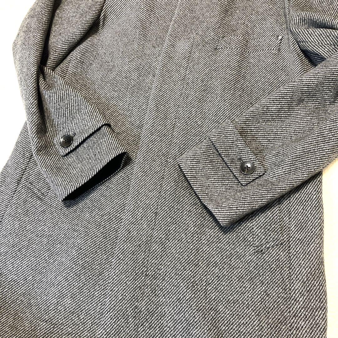 レノマ スタンドカラーコート ヘリンボーン カシミヤ アンゴラ グレー XL