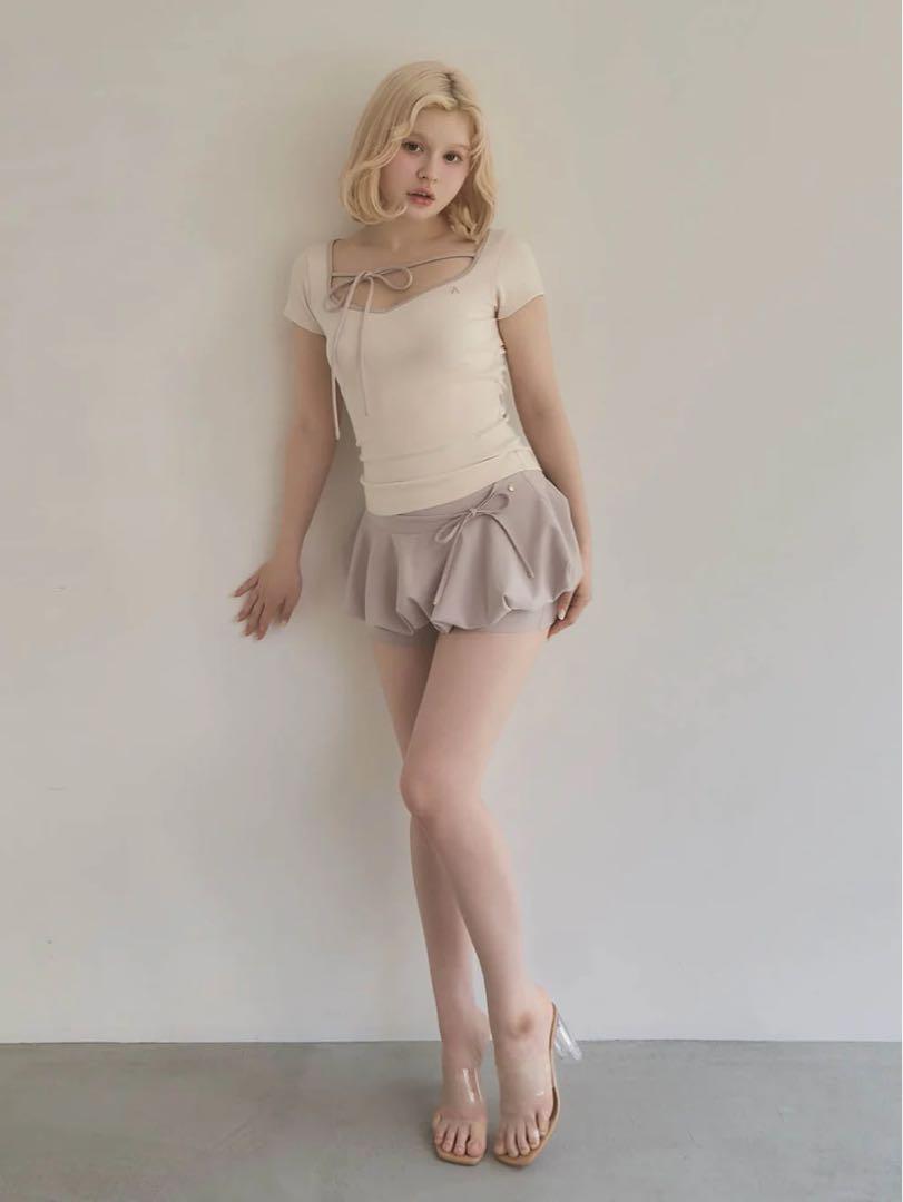 Collie ribbon tops ivory アンドマリー andmary