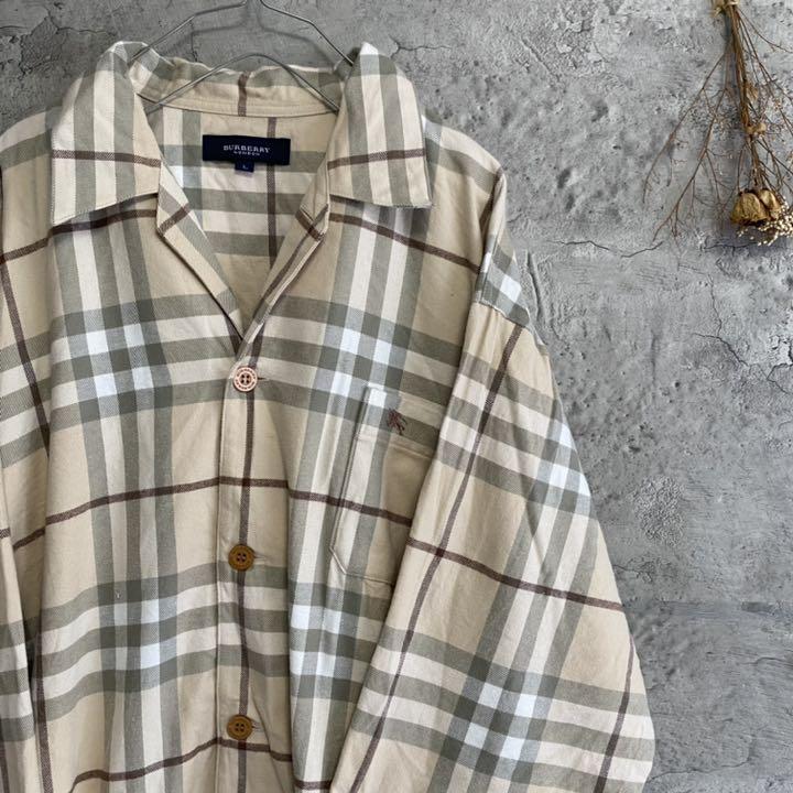 極美品 BURBERRY バーバリー 総柄 ノバチェック 13 ポリシャツ Burberry ノバチェック シャツ