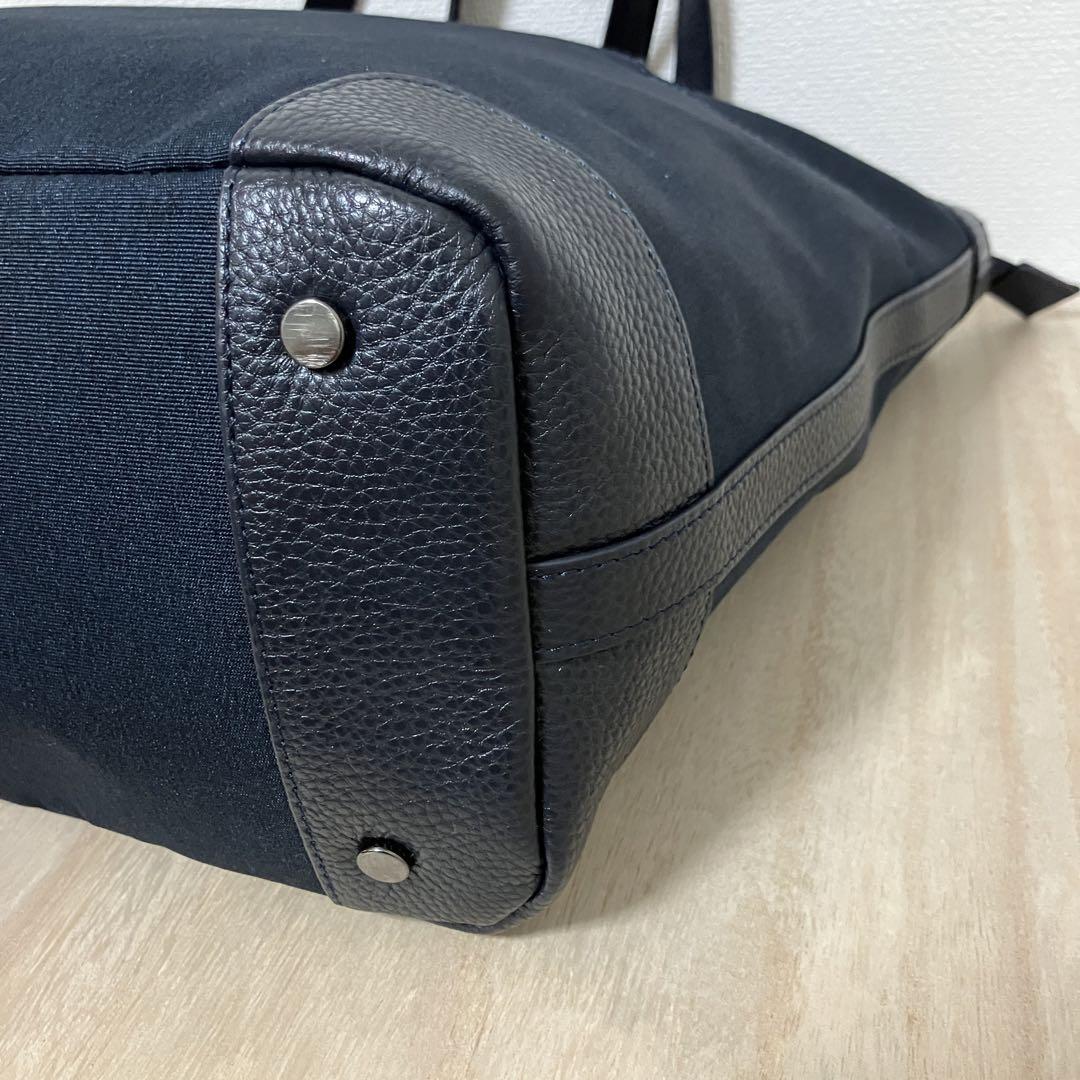 訳あり✨SHIPS✨シュリンクレザー✨トートバッグ✨ナイロン×本革✨ネイビー