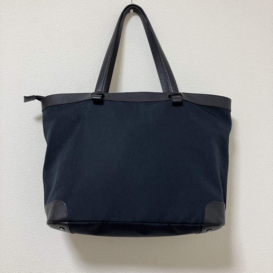 訳あり✨SHIPS✨シュリンクレザー✨トートバッグ✨ナイロン×本革✨ネイビー