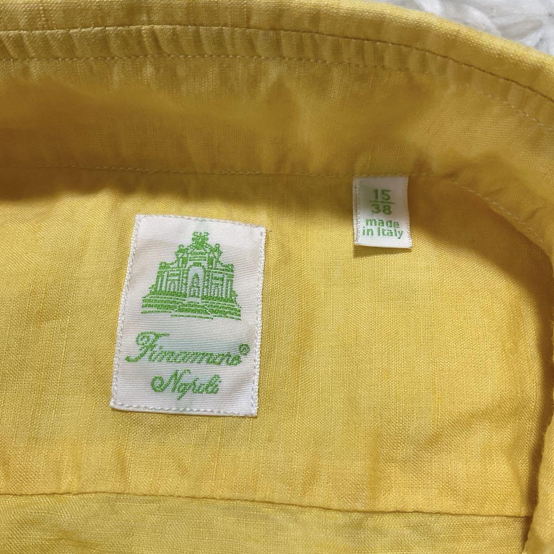 未使用⭐︎フィナモレ カッタウェイ コットン×リネンシャツ イエロー 38 未使用⭐︎フィナモレ カッタウェイ コットン×リネンシャツ