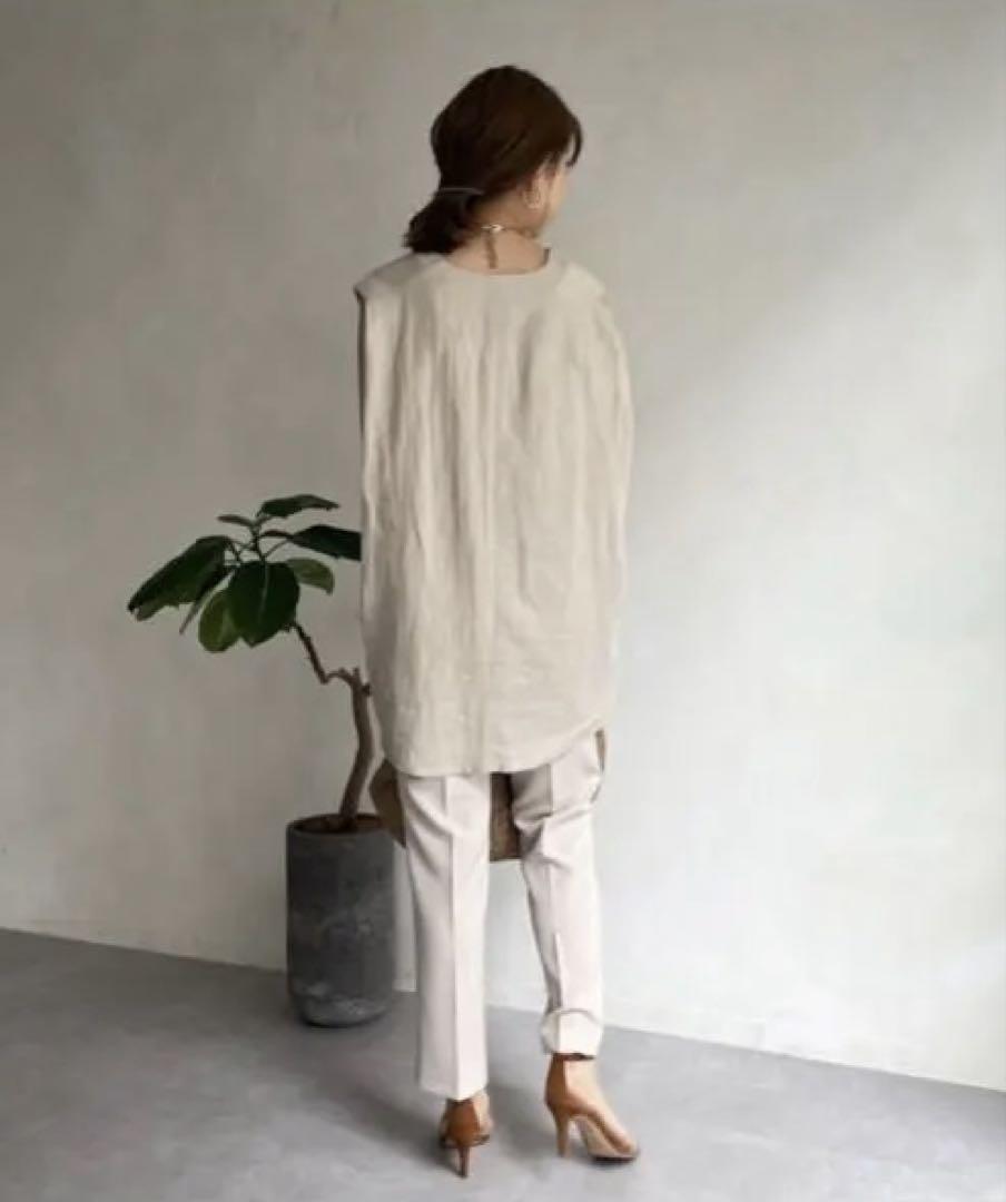 dou dou リネン 深Vネック リネン ベスト 美品 - メルカリ