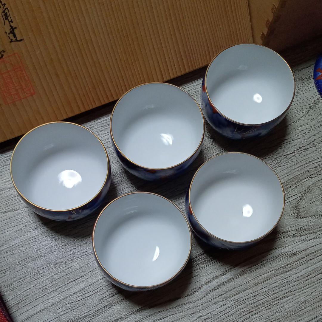 在庫あ好評 有田焼 急須と蓋付湯呑み5客セット 新品未使用 qQV74-m32372625868 深川製磁 染錦葡萄 超激得定番